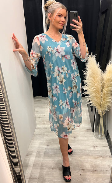 Khloe dress - teal/lily