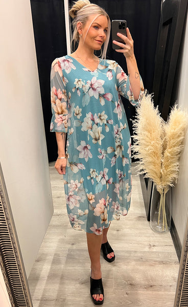 Khloe dress - teal/lily