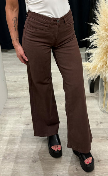ICHI Twiggy wide pants - coffee bean