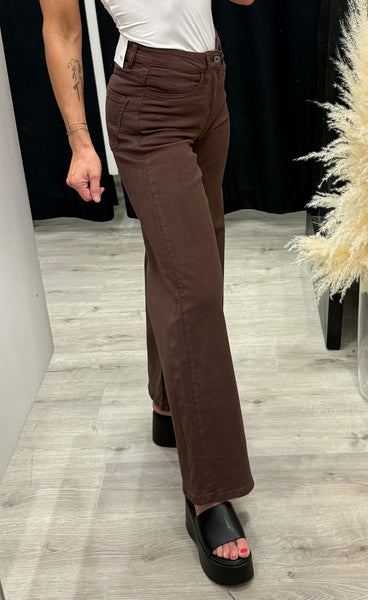 ICHI Twiggy wide pants - coffee bean
