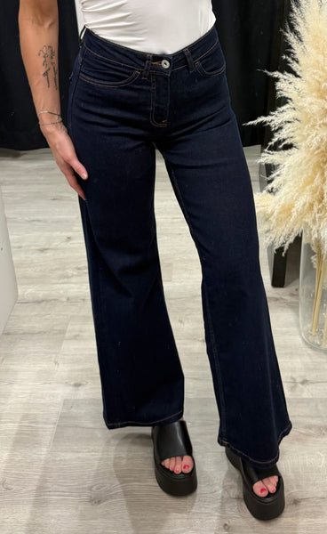 ICHI Twiggy wide pants - denim dark authentic blue
