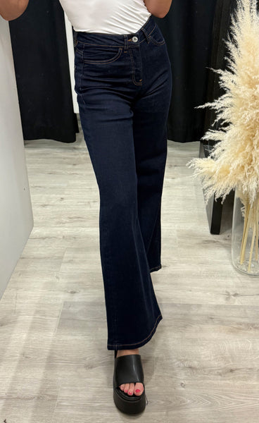 ICHI Twiggy wide pants - denim dark authentic blue