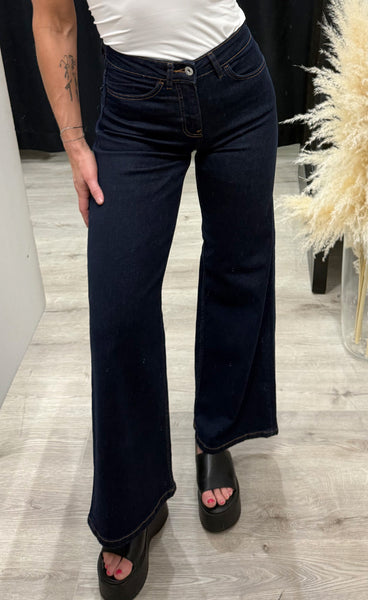 ICHI Twiggy wide pants - denim dark authentic blue