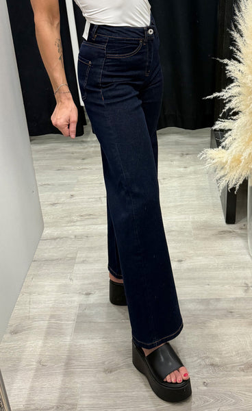 ICHI Twiggy wide pants - denim dark authentic blue
