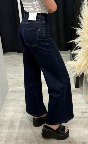 ICHI Twiggy wide pants - denim dark authentic blue