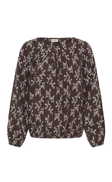 FRANSA Merle blouse 5 - flower drop hot fudge
