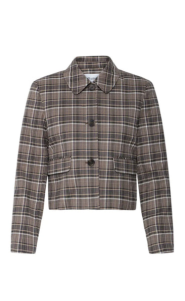 b.young Estolo short jacket - sepia check