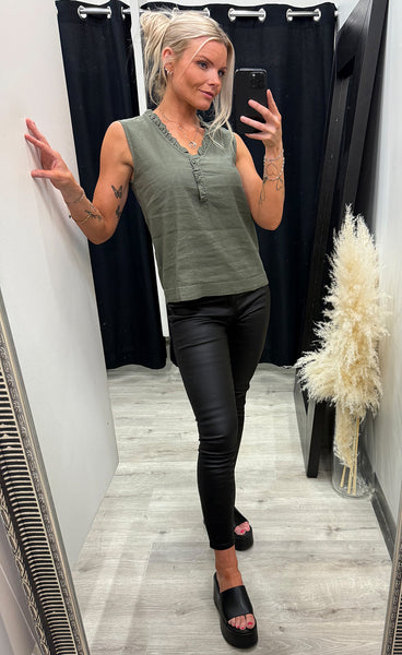 PULZ Luca top - deep lichen green