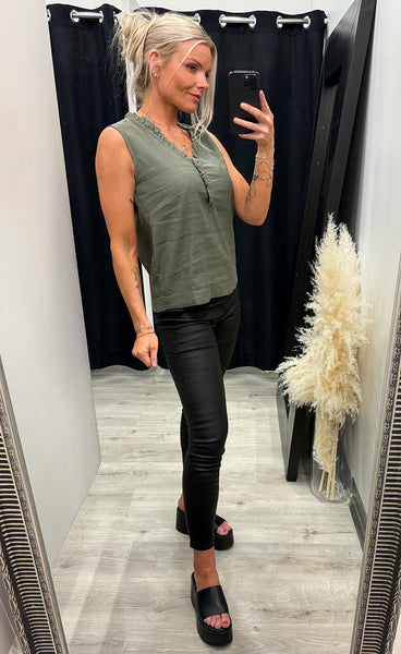 PULZ Luca top - deep lichen green
