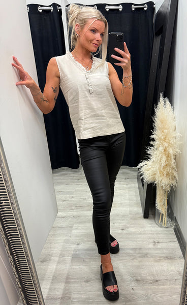 PULZ Luca top - sandshell melange