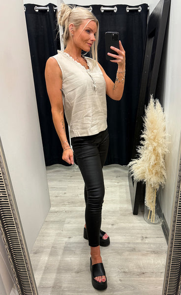 PULZ Luca top - sandshell melange