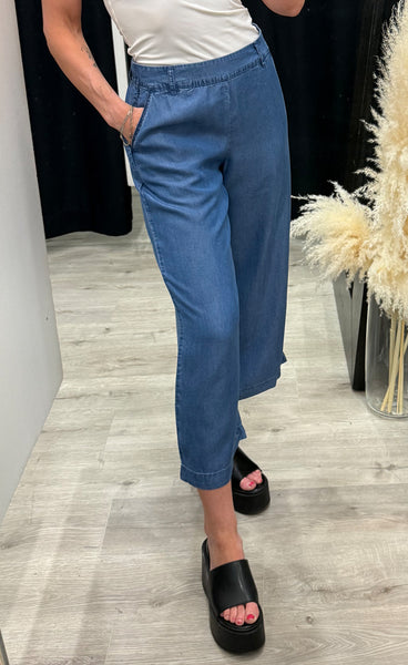 Kosmo EMB pants - mid blue denim