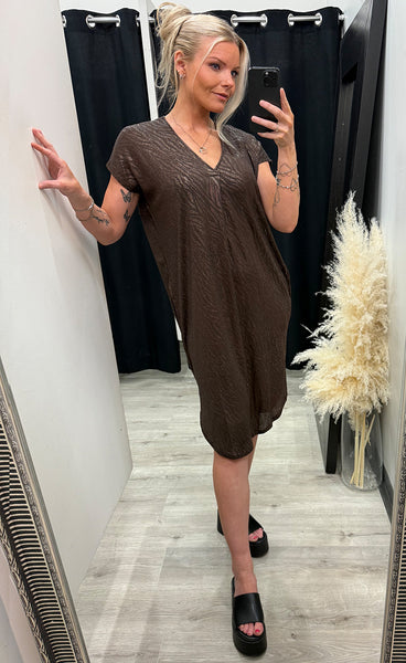 FREEQUENT Matter dress - coffee bean