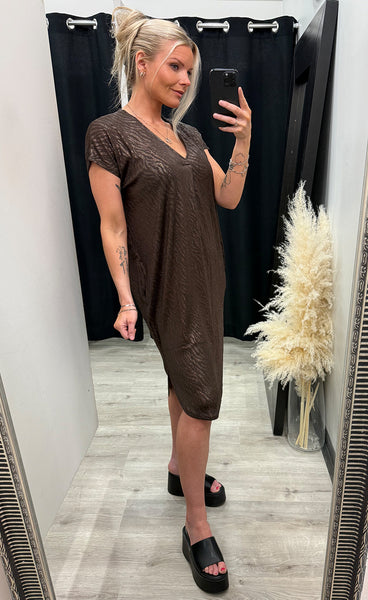 FREEQUENT Matter dress - coffee bean