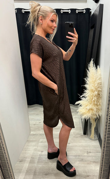 FREEQUENT Matter dress - coffee bean