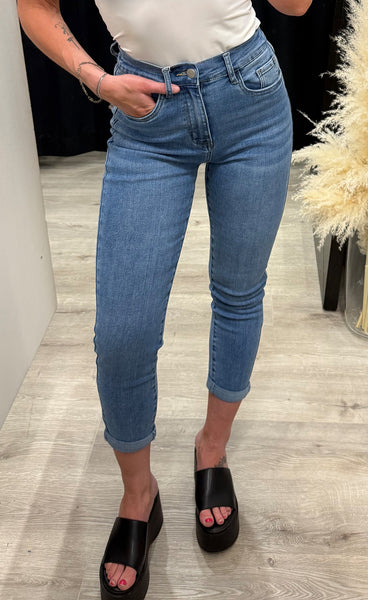 Teygju gallabuxur 16262-B - MOM FIT