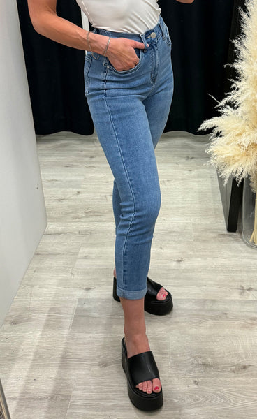 Teygju gallabuxur 16262-B - MOM FIT