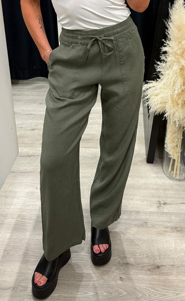 PULZ Luca pants full length - deep lichen green