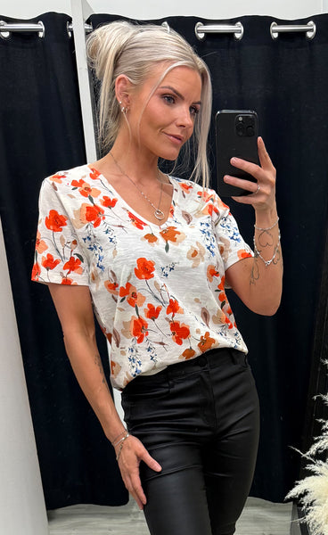 FREEQUENT Viva tee - moonbeam w. orange