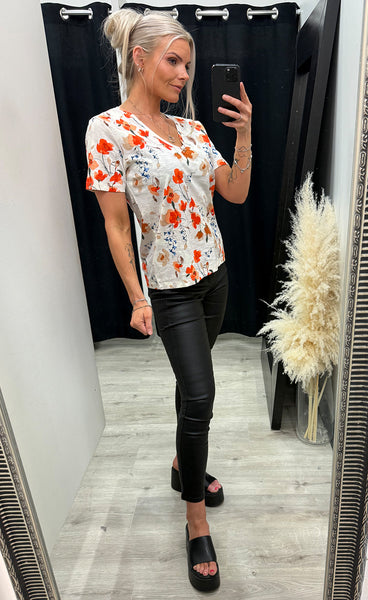 FREEQUENT Viva tee - moonbeam w. orange