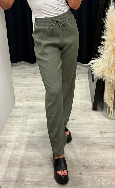 PULZ Luca pants full length - deep lichen green