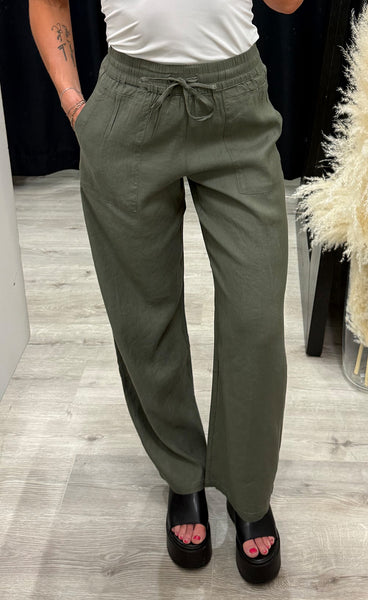 PULZ Luca pants full length - deep lichen green
