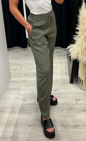 PULZ Luca pants full length - deep lichen green