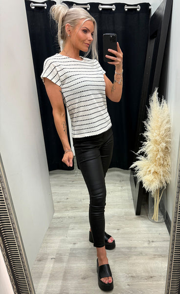 Siv boat neck tee - meteorite/white stripe