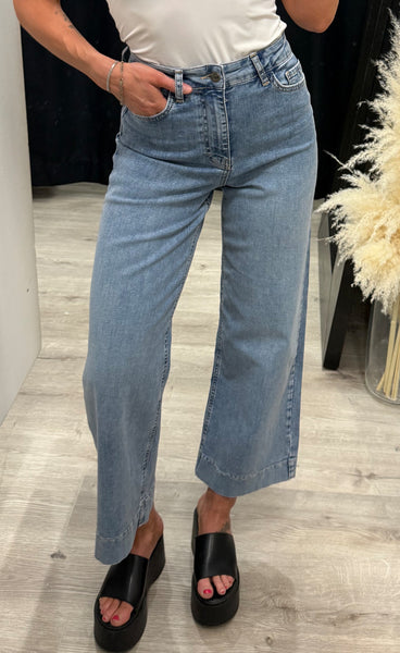 Nuparis HW wide jeans - stonewash denim