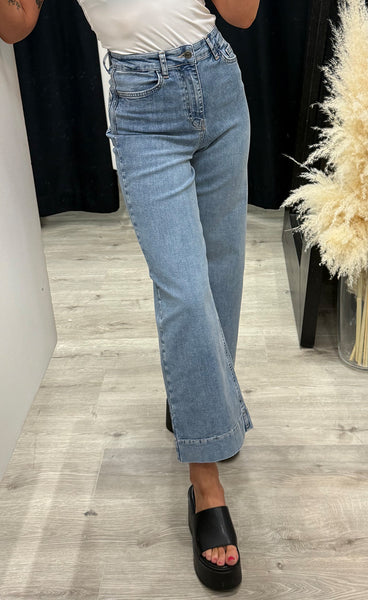 Nuparis HW wide jeans - stonewash denim