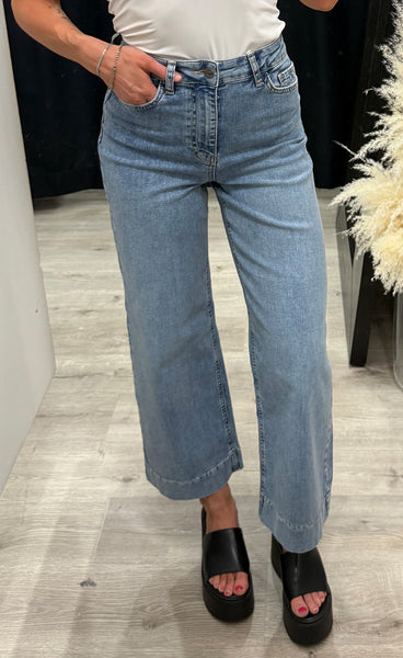 Nuparis HW wide jeans - stonewash denim