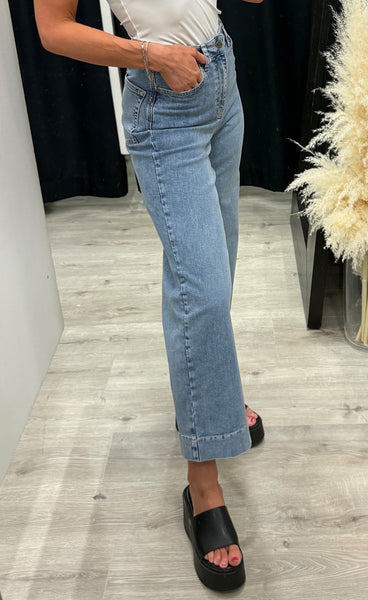 Nuparis HW wide jeans - stonewash denim