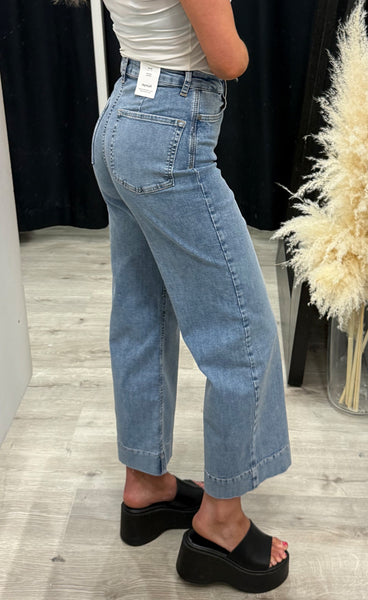 Nuparis HW wide jeans - stonewash denim
