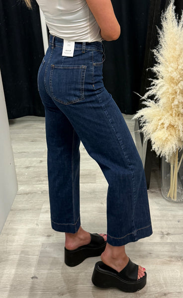 Nuparis HW wide jeans - dark blue denim