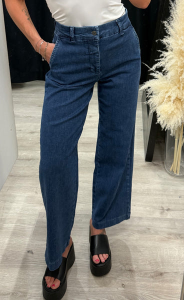 Nuamber HW wide jeans - medium blue denim
