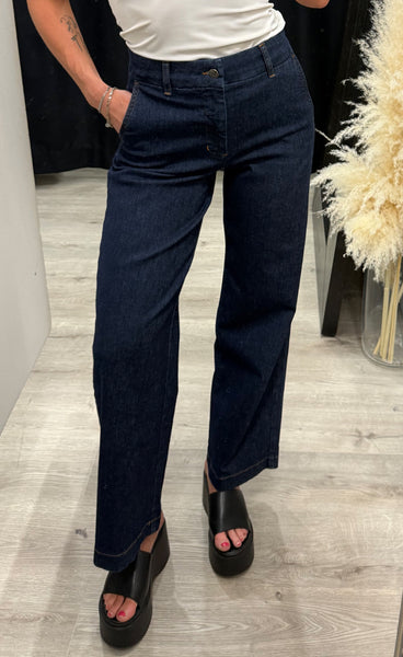 Nuamber HW wide jeans - dark blue denim
