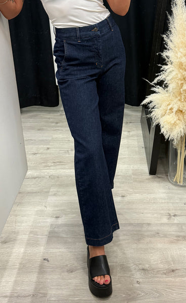 Nuamber HW wide jeans - dark blue denim