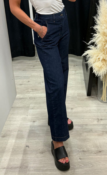 Nuamber HW wide jeans - dark blue denim