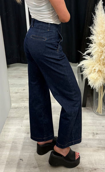 Nuamber HW wide jeans - dark blue denim