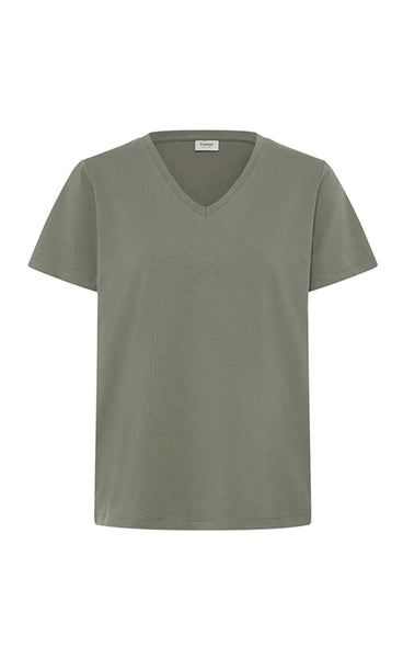 Shoulder v-neck tee 1 - smokey olive