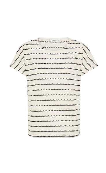 Siv boat neck tee - meteorite/white stripe