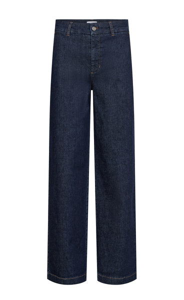 Nuamber HW wide jeans - dark blue denim