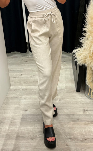 PULZ Luca pants full length - sandshell melange