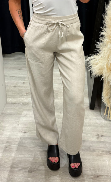 PULZ Luca pants full length - sandshell melange