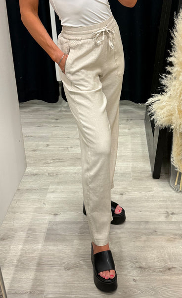PULZ Luca pants full length - sandshell melange