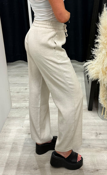 PULZ Luca pants full length - sandshell melange
