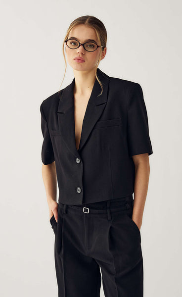 N-Leanne crop blazer - black