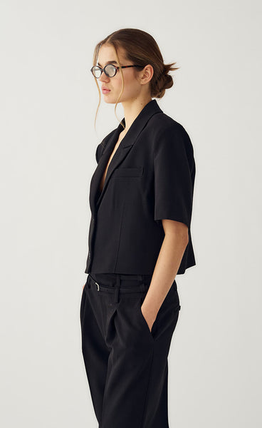 N-Leanne crop blazer - black