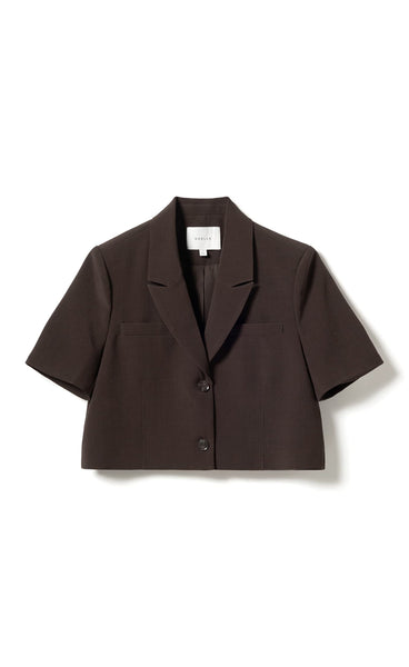 N-Leanne crop blazer - chocolate