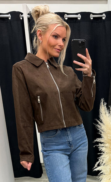 Odda suede jacket 08086 - brown